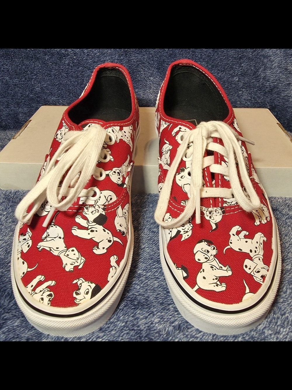 Vans Red Dalmatian-Print Authentic Low-Top Sneakers - Picture 3 of 7